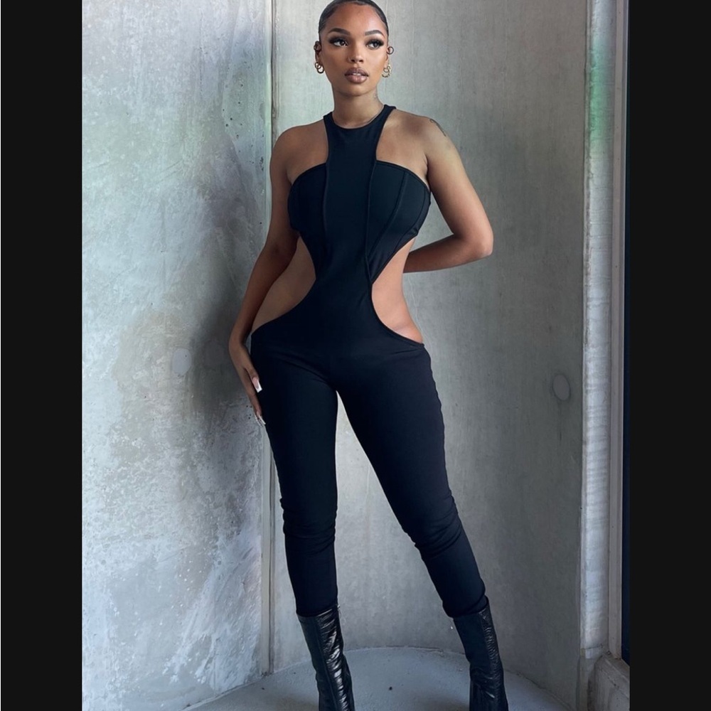 Black Sleeveless Cutout Jumpsuit